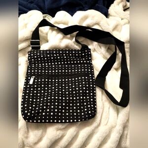 Thirty-one Black and White Crossbody Bag with Studded Design and Medium Size